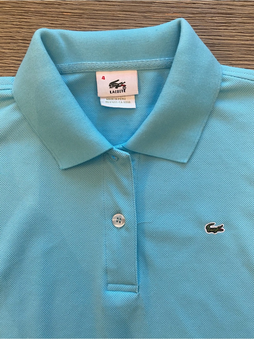 Lacoste Girls' Light Blue Polo Shirt Sz 4